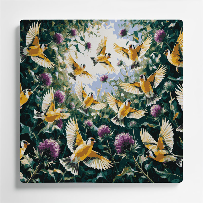 Oiseau chardonneret américain, art mural en métal bleu, H 8 po x l 8 po