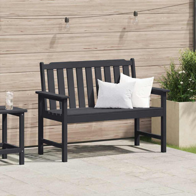 Garden Bench With Cushion Black 120 X 59 X 88Cm Plastic by Latitude Run