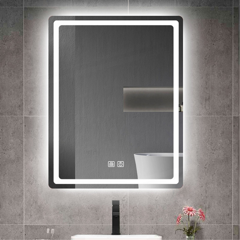 31 po Miroir de salle de bain H LED en cristal poli pour salle de bain
