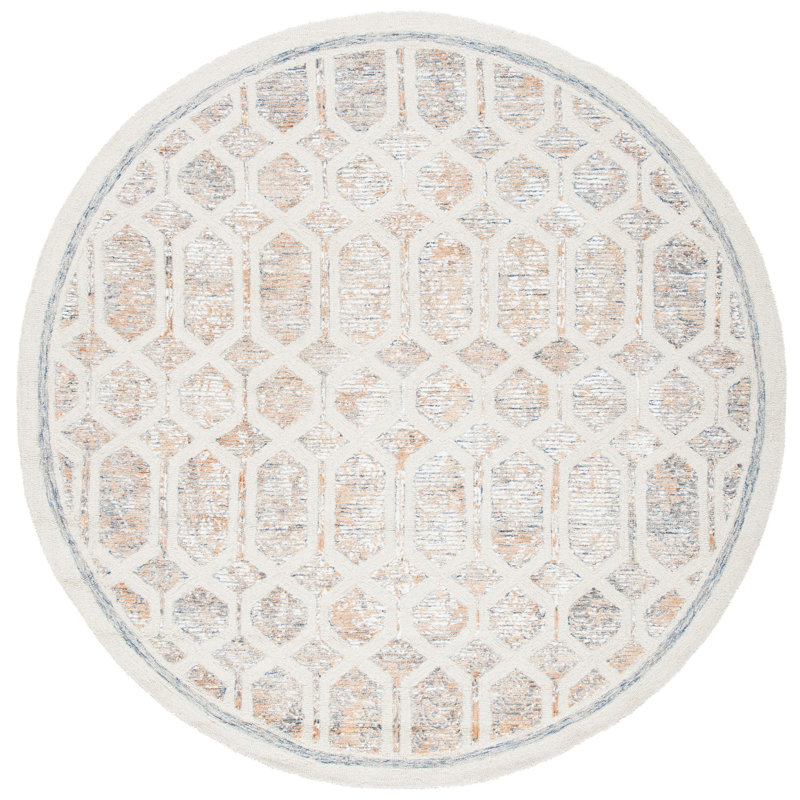 Rainey 600 Hand Tufted Wool/Viscose Geometric Rug in Gray, Round 7'