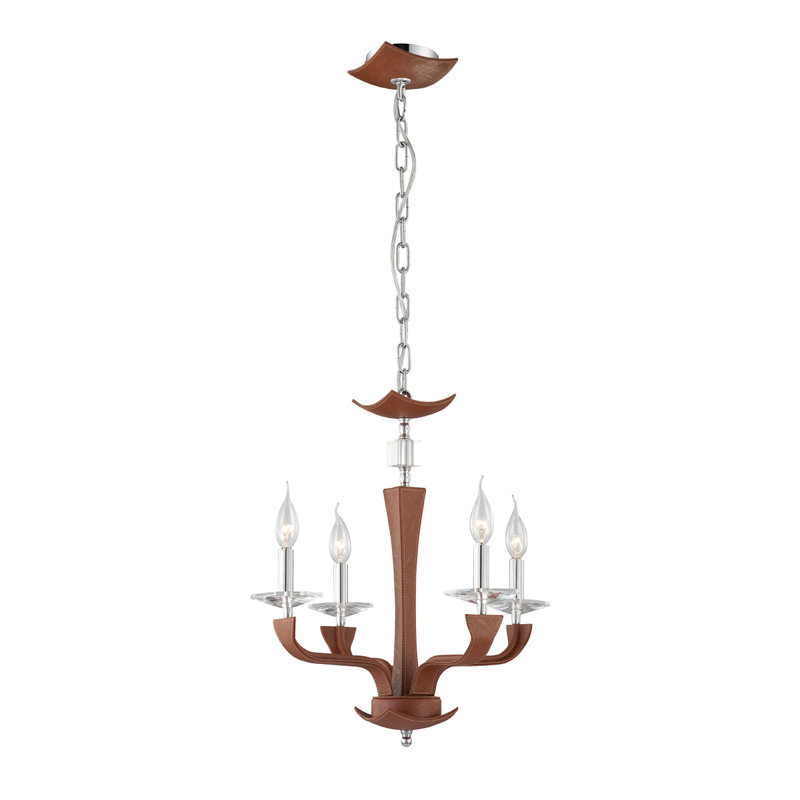 Lustre classique / traditionnel à 4 lumières de style bougie Pella, Brun (litchi)