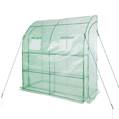 2x1x2m Lean to Greenhouse with Shelves