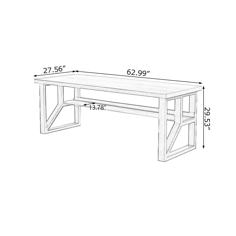 Walnut Rectangular Solid Wood desks, 29.53" H x 62.99" W x 27.56" D