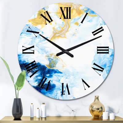 Horloge murale moderne bleue et blanche