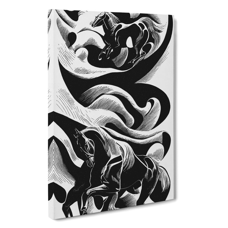 Monochrome Horse No.2 - Wrapped Canvas, 76cm H x 50cm W x 3cm D
