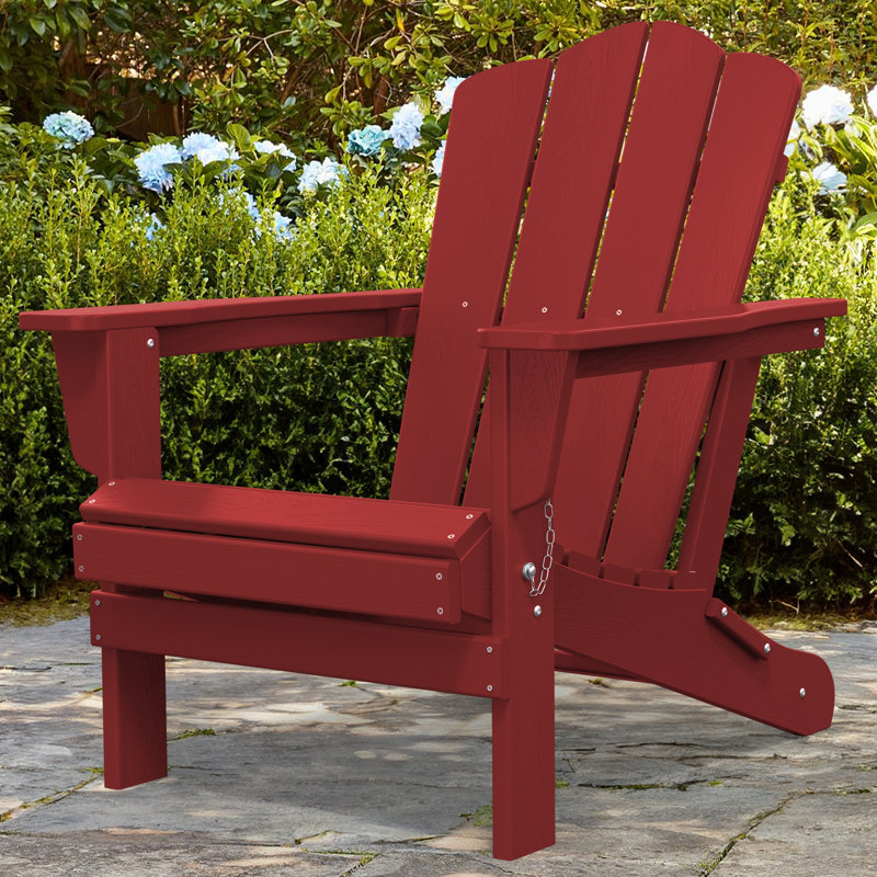 Wolak Foldable Outdoor Adirondack Chair, Burgundy
