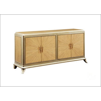 Armoire console au fini soleil de chêne naturel et motif taupe Dodie
