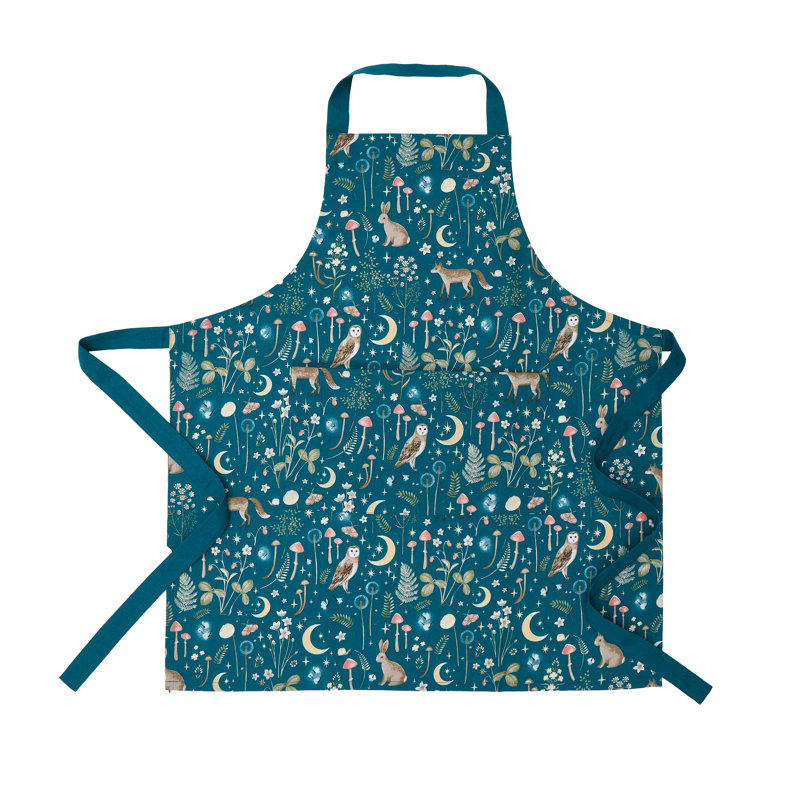 Enchanted Twilight Animals Cotton Kitchen Adult Apron, Green