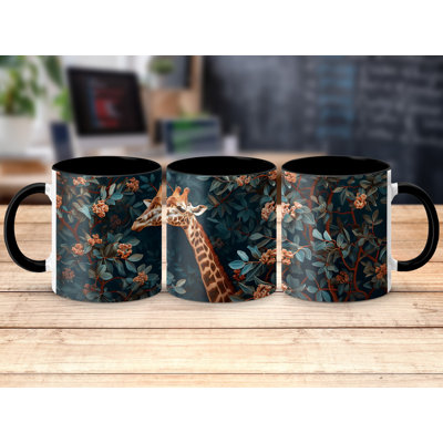 Set of 2 Realistic Animal Design 11oz Accent Mugs – Ceramic Coffee Cups with a Black Handle and Interior