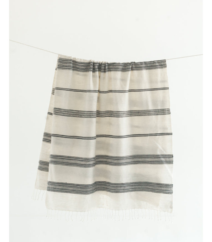 Aden Cotton Bath Towel, Gray/White