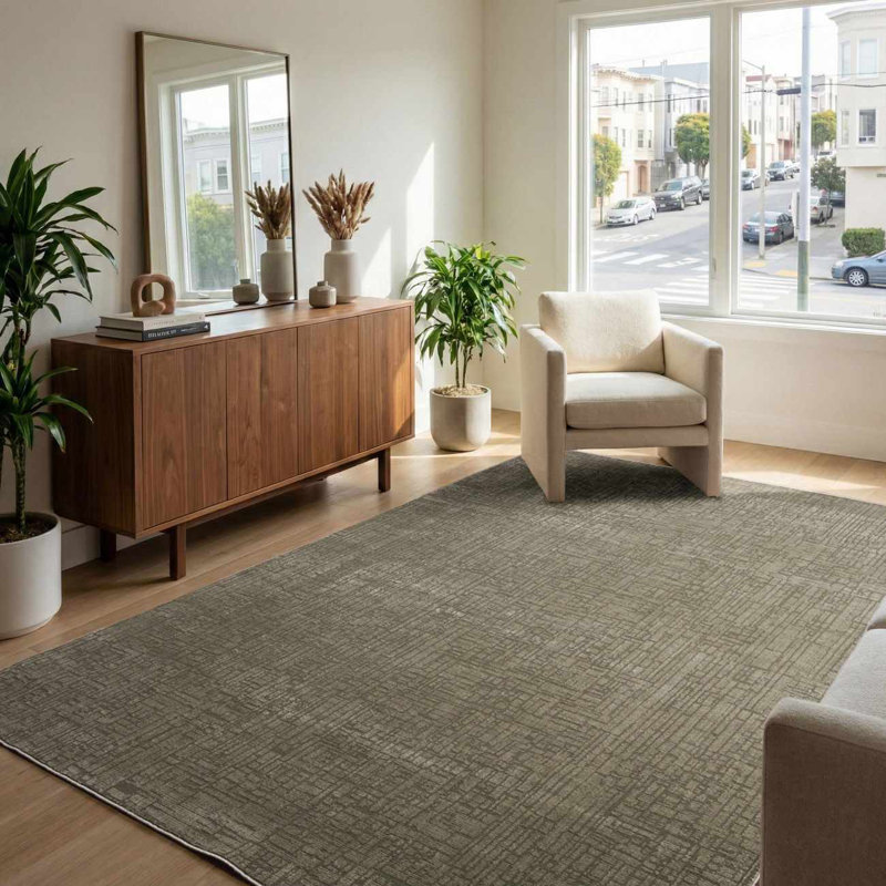 Tapis vert foncé uni lavable à la machine Lina, Vert foncé, Rectangle 5 pi 3 po x 7 pi