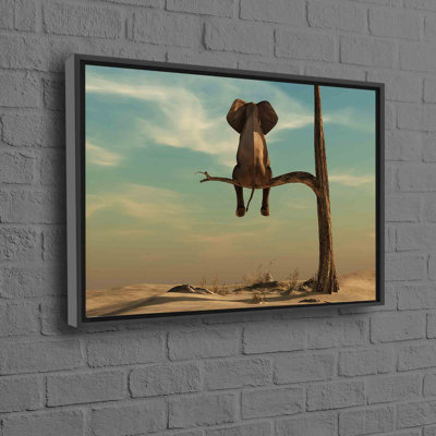 Large Abstract Elephant Canvas Art Featuring Tree Elements in Surreal Style Perfect for Modern Home Decor and Animal Art Enthusiasts