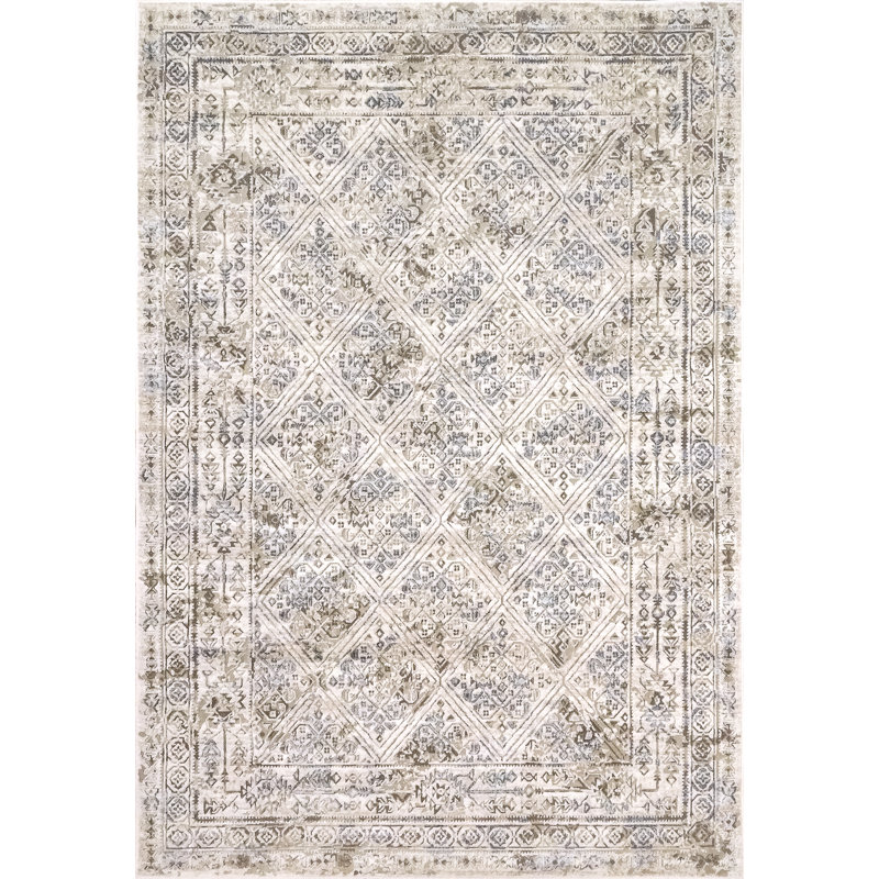 Tapis beige/bleu Karlee, Rectangle 3 pi 6 po x 5 pi 6 po