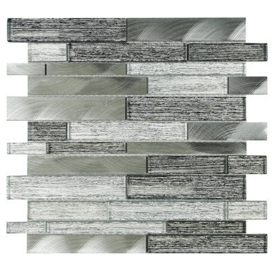 Cadmore Linear Glass/Aluminum Mosaic Wall Tile