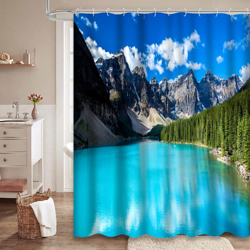 Rideau de douche avec 12 crochets Moraine Lake Banff National Park, L 72 po x l 84 po
