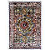 Hand Knotted Wool Area Rug in Blue And Beige