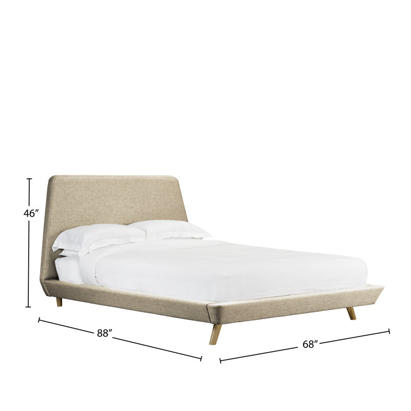 Lit plateforme tapissier Brophy, Beige, Grand