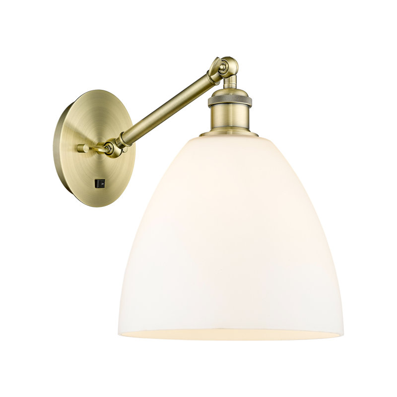 Ballston - Herve - 1 Light Adjustable Sconce, Matte White, Antique Brass