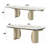 79~119" Cora Rectangular Dining Table, Ceramic Top & Golden Champange Finish