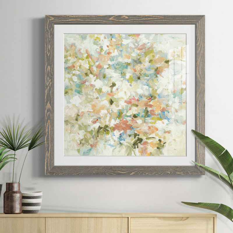 «Aprill FLORAL BLUSH Floral Blush», reproduction de cadre photo, H 34,5 po x l 34,5 po x P 1 po, Encadré gris