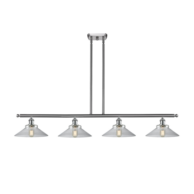 Luminaire suspendu linéaire pour îlot de cuisine à 4 lumières Reede, Nickel satiné brossé
