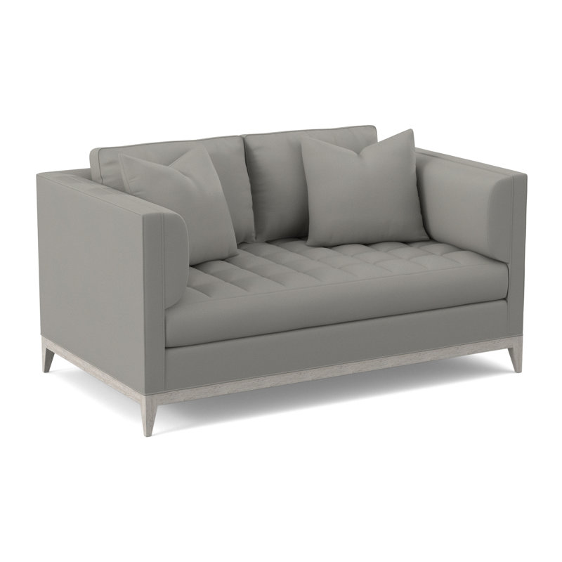 Paramount Boucle and Velvet Tufted Loveseat, Fizz Ivory 100% Polyester, Bisque