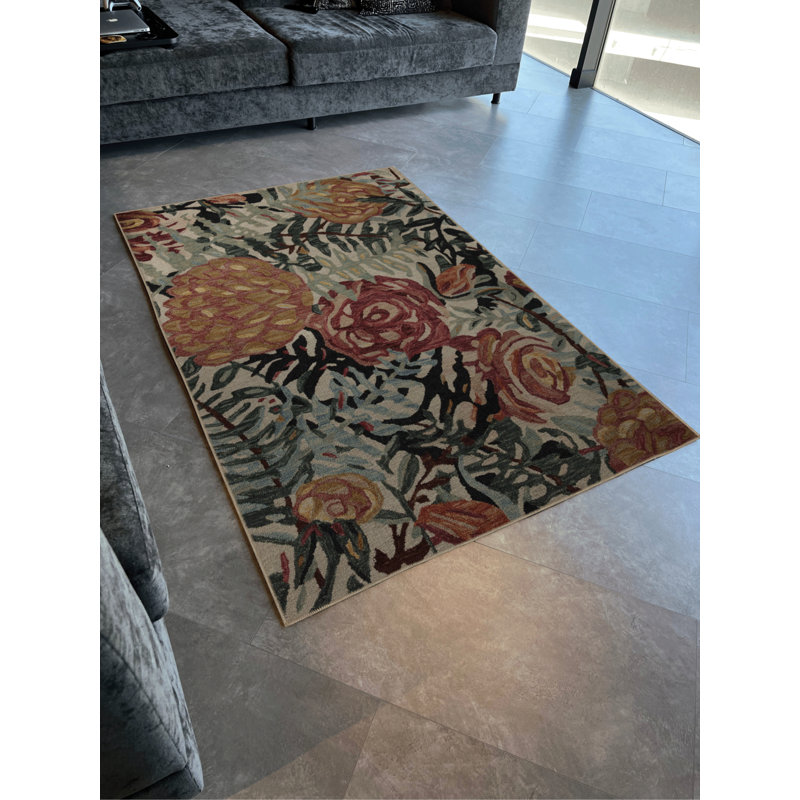 Tapis décoratif créatif moderne avec motif multicolore de feuilles et de fleurs, Tapis de couloir 2 pi 8 po x 7 pi 11 po