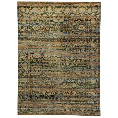 Silk Treasures One-of-a-Kind Rectangle 5' X 7'1" New Age Wool Area Rug Copper/Green/Forest