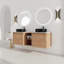 Meuble-lavabo mural 60 po avec lavabo d'art en céramique et 1 tablette de rangement, porte à fermeture en douceur, emballage KD, contreplaqué-998368138
