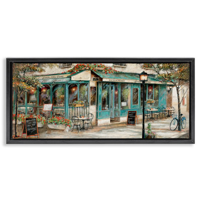 European City Streets CafÃ© Scene Framed Floater Canvas Wall Art by Ruane Manning
