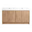 Meuble-lavabo autoportant de 60 po (59-1 / 16 po) avec lavabo en résine double et 4 portes d'armoire à fermeture en douceur, contreplaqué, chêne d'imitation (KD-PACKING)