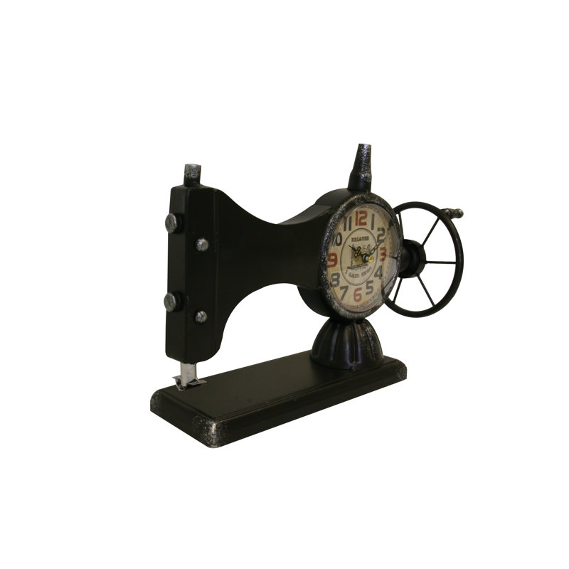 Traditional Analogue Metal Quartz Movement / Crystal Tabletop Clock in Black