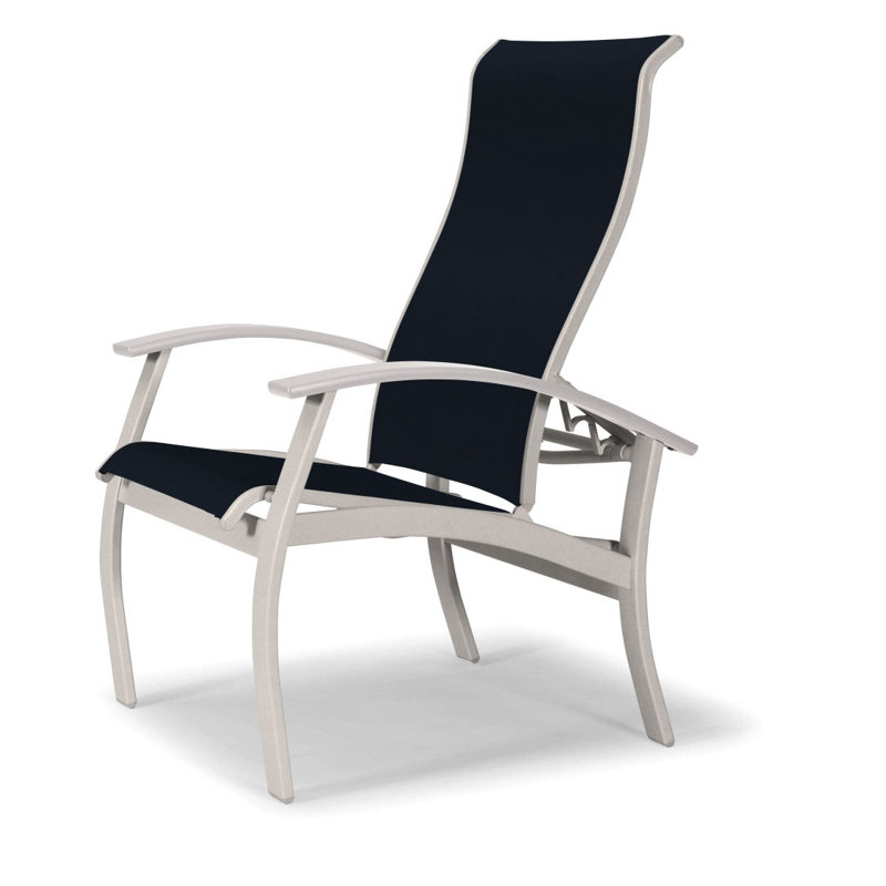 Chaise de patio Askar, Blanc, Bleu marine 13D Sunbrella®, Neige texturée