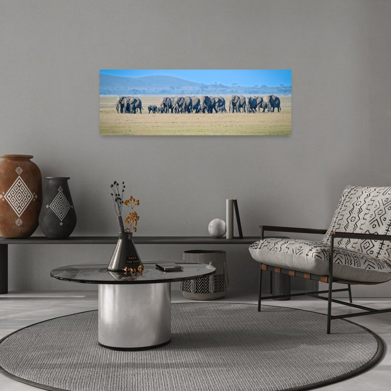 African Elephant Herd by Jeffrey C. Sink - Wrapped Canvas Panoramic Print, 91.44 cm H x 30.48 cm W