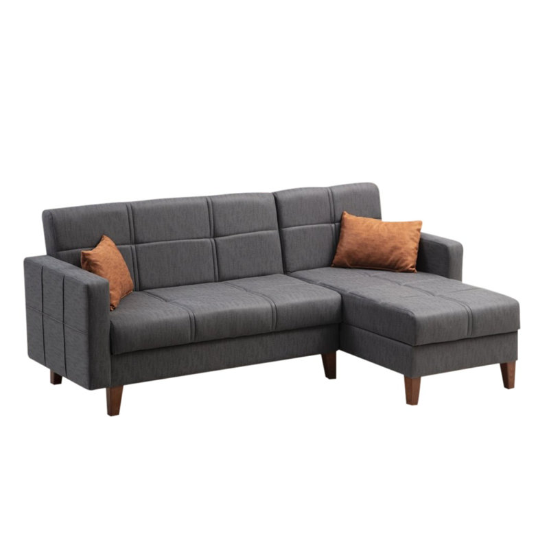 Canapé-lit d'angle Laquieta, 100 % polyester beige
