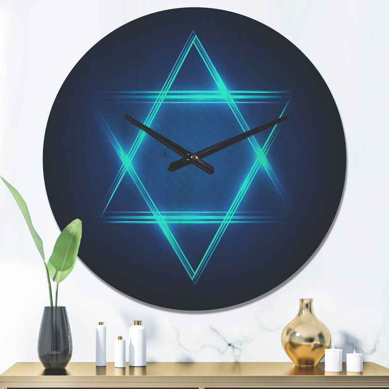 Horloge murale Neon Star of David, Grand