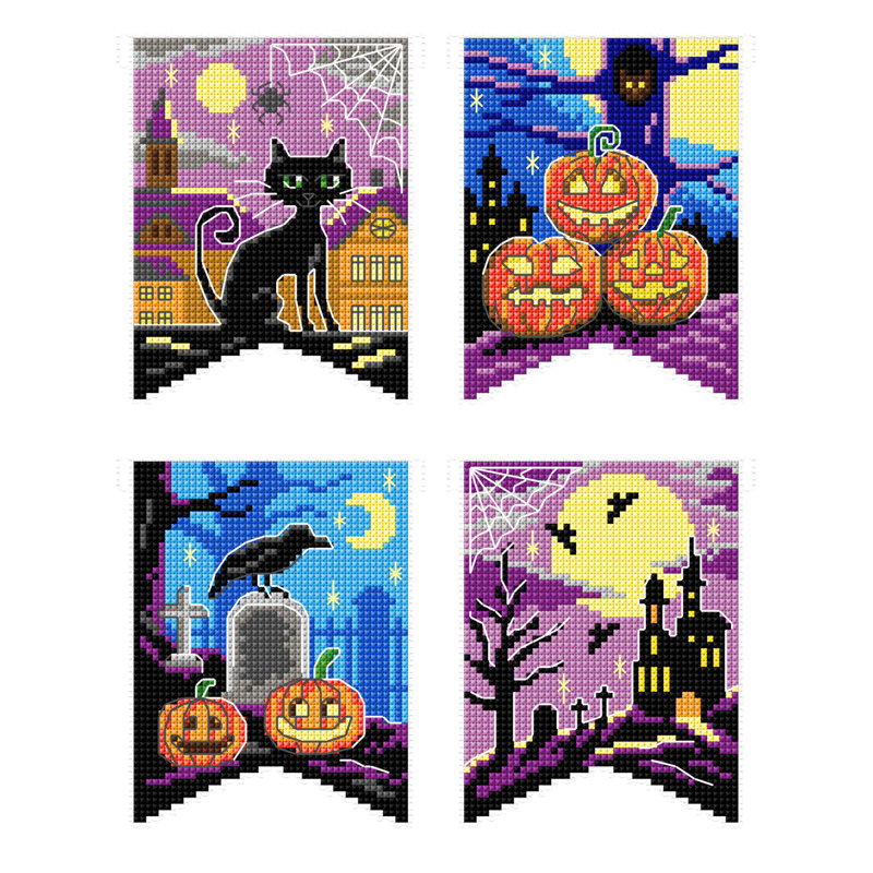 Counted Cross-Stitch Kit Halloween Flags 208CS