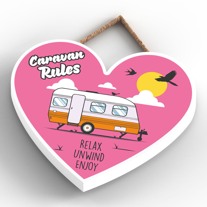 Caravan Rules - Novelty Print on MDF, 9cm H x 10cm W x 0.5cm D
