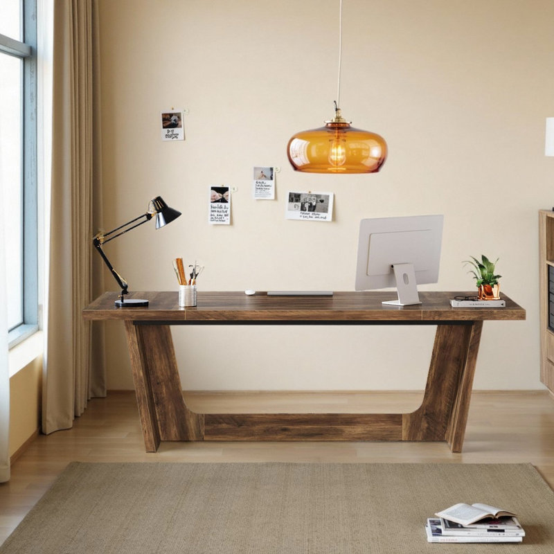 70.87" Executive Computer Desk - Rustic Industrial Design