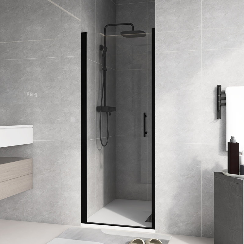28 "W X 72"H Pivot Shower Door In Matte Black