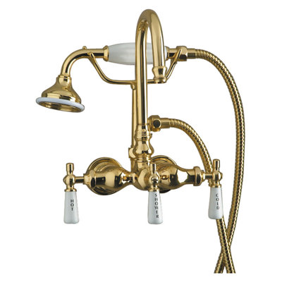 Triple Handle Tub-Wall Mounted Clawfoot Tub Faucet
