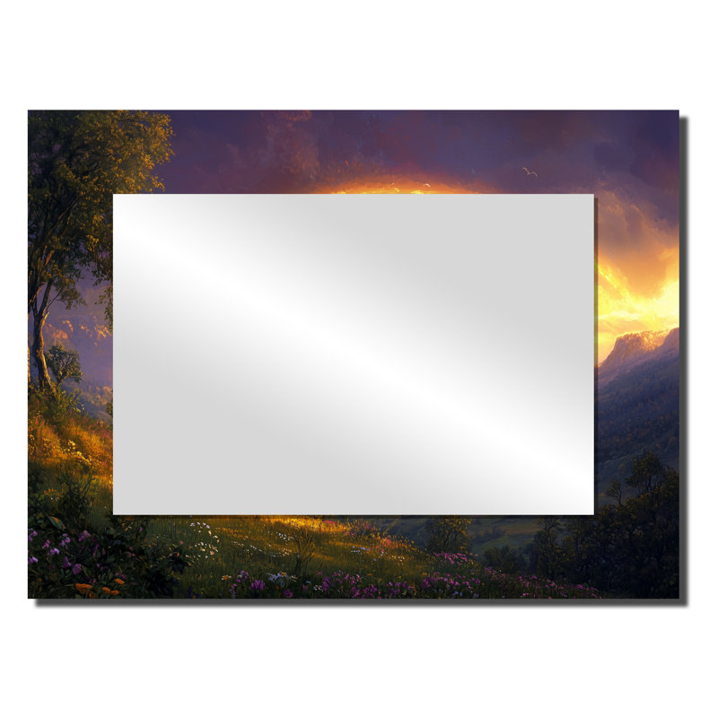 Countryside Rainbow Over The Orchard II - Landscapes Mirror For Wall Art Decor - Printed On Metal, 24" x 32"