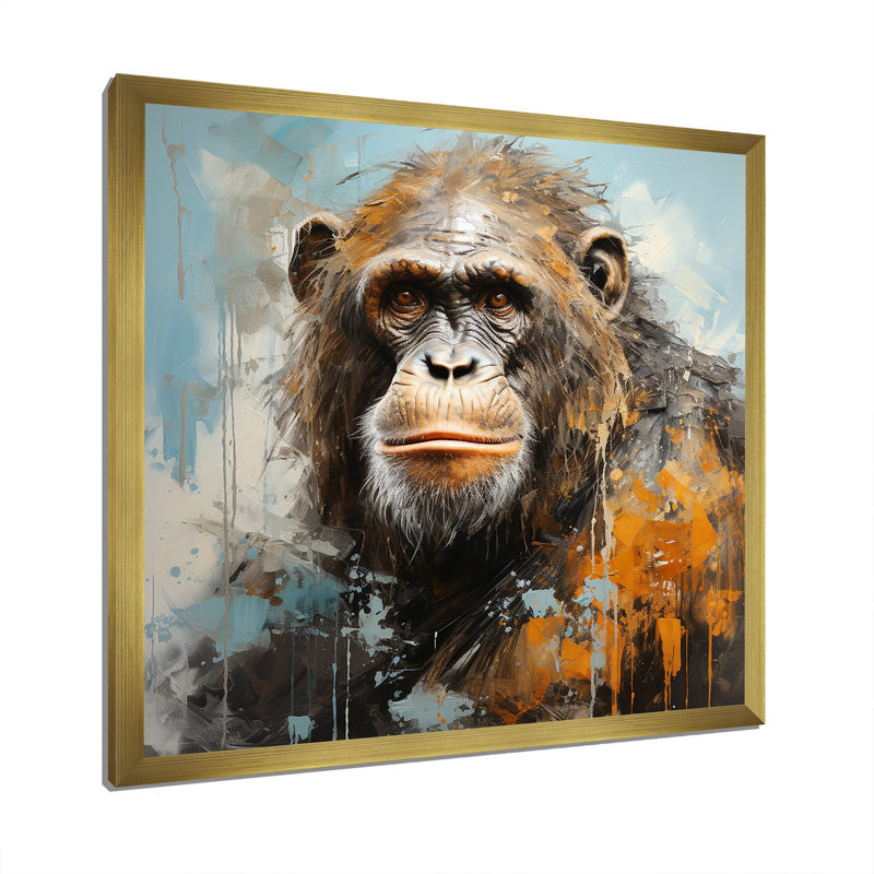 Orang-outan orang-outan, H 36 po x l 36 po x P 1,5 po, Cadre doré simple