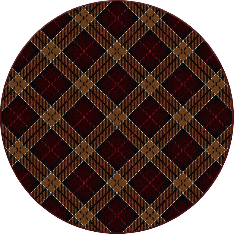 Christmas Plaid Victorian Red, Red/Gold, Round 5'4"
