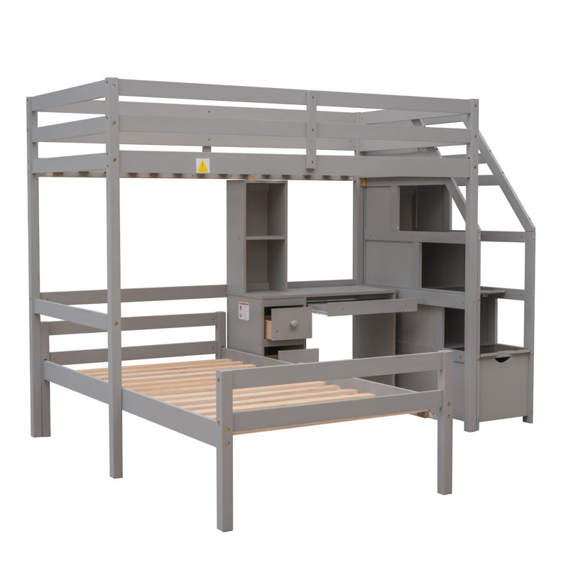 Loft Bed With A Stand-Alone Bed, Gray