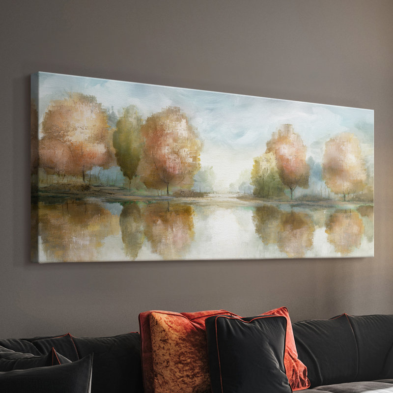 Treeline Sunrise - Toile tendue avec châssis - Prêt à accrocher, H 12 po x l 30 po