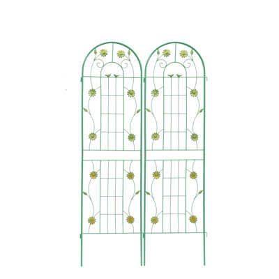 Paquet de 2 treillis de jardin en métal - Support pour plantes d'extérieur antirouille avec motif floral pour grimpants et fleurs