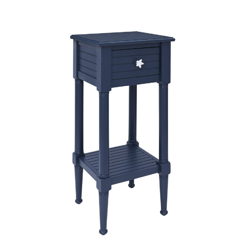 Barrydale Solid Wood Top End Table with Storage, Blue
