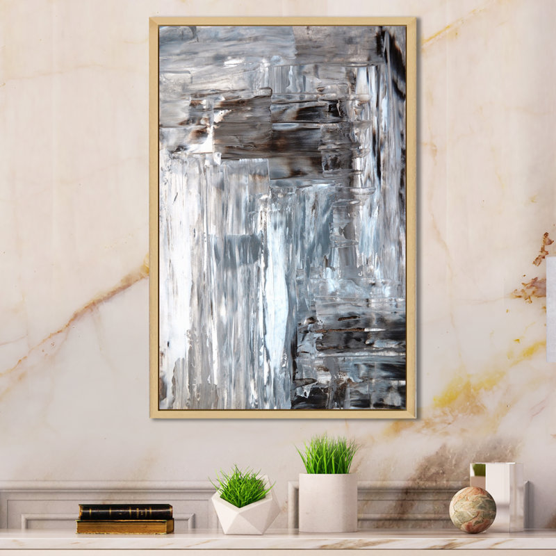 Art moderne gris et bleu II 2FL47797, H 32 po x l 16 po x P 1 po, Encadré naturel