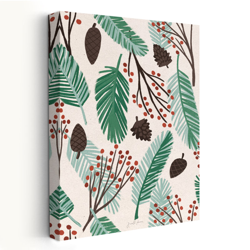 Winter Bliss Pattern VIIA - Apples Berries Branches Brown Art, 24" H x 16" W